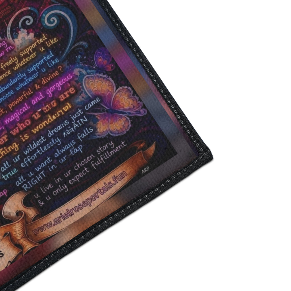 Heavy-Duty Floor Mat — Colorful Inspirational Butterfly Quote Rug