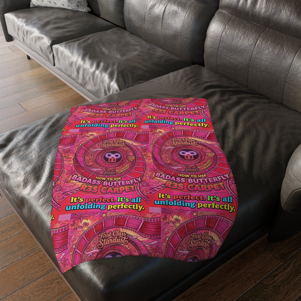 Velveteen Microfiber 2-Sided Vibrant Butterfly & Retro Throw