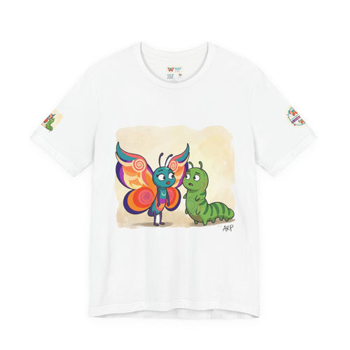 Alarmingly Unlimited Butterfly Tee — Playful Caterpillar & Butterfly Cartoon T-Shirt
