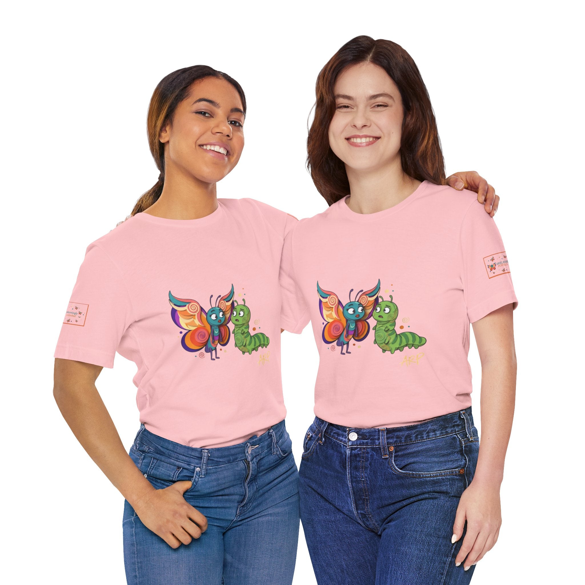 Allarmante T-Shirt Unlimited Tee Flip Variant — Maglietta Grafica Stravagante Farfalla e Bruco