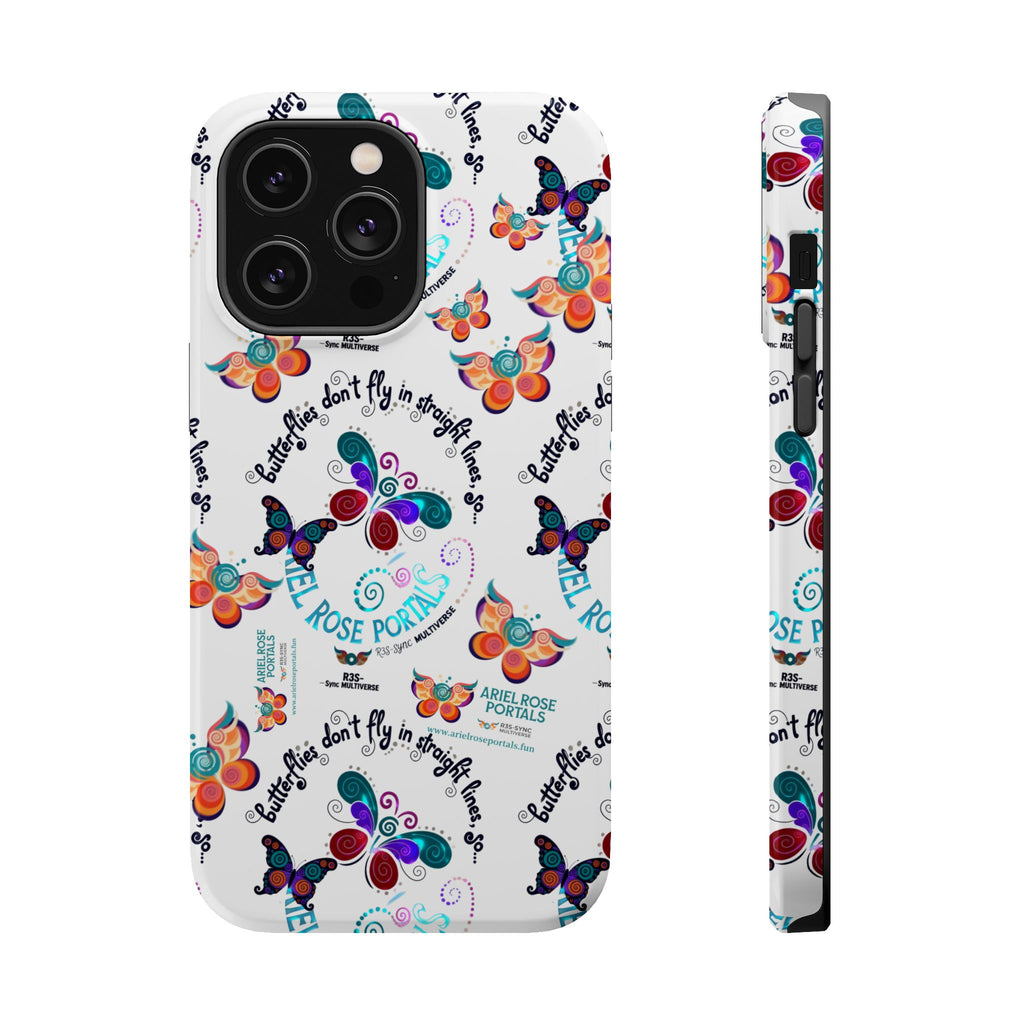 Butterfly Pattern Magnetic Phone Case — "How Butterflies Fly" Ariel Rose Portals Design