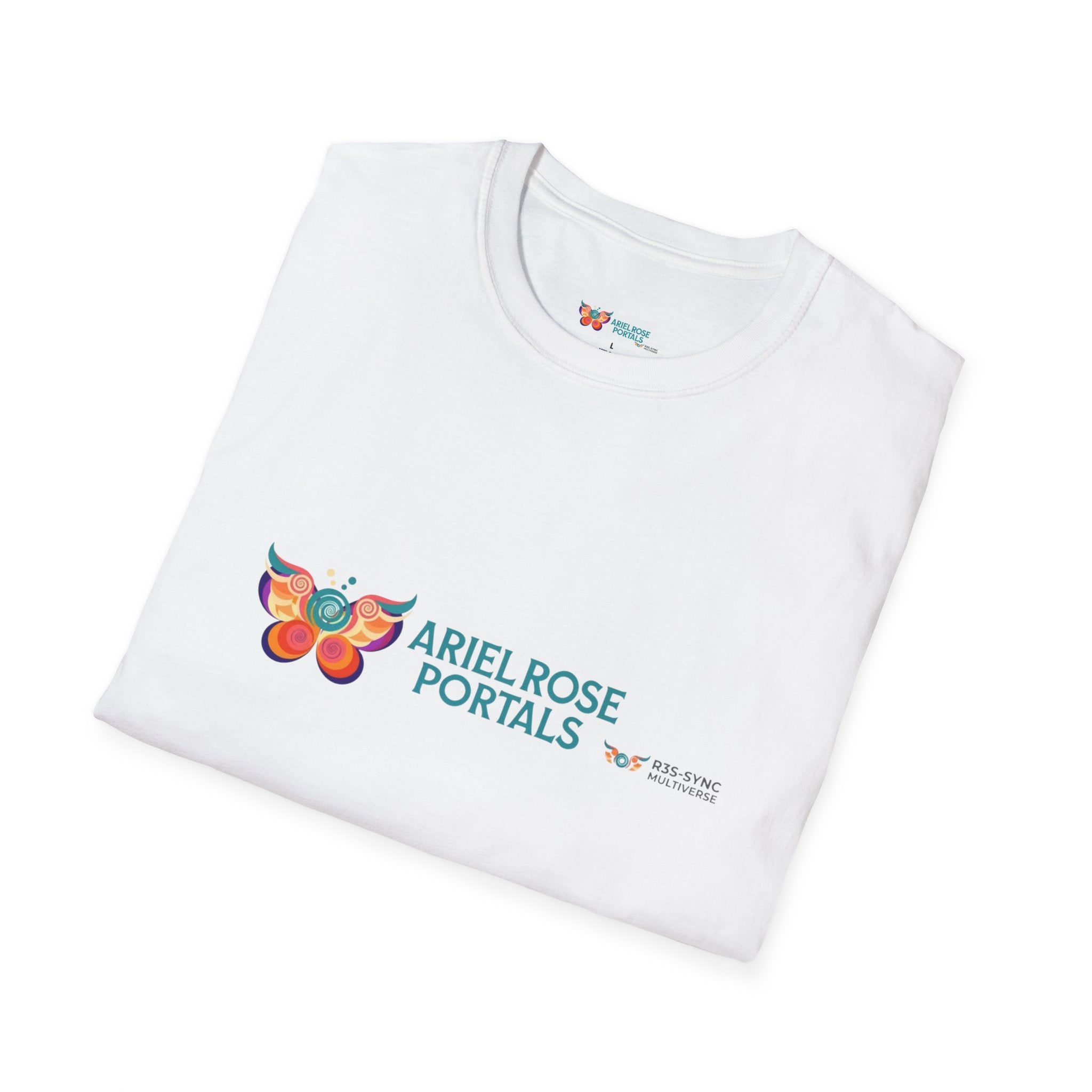 T-Shirt con graffetta a farfalla Portal — Maglietta con logo Ariel Rose Portals