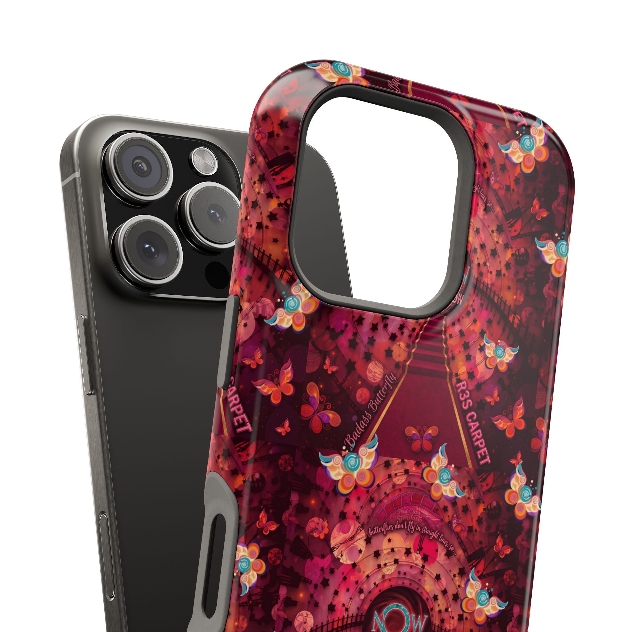 R3S-Carpet Worthy Magnetic Impact-Resistant Phone Case – Butterfly Kaleidoscope Now First-Class Stardust Collection