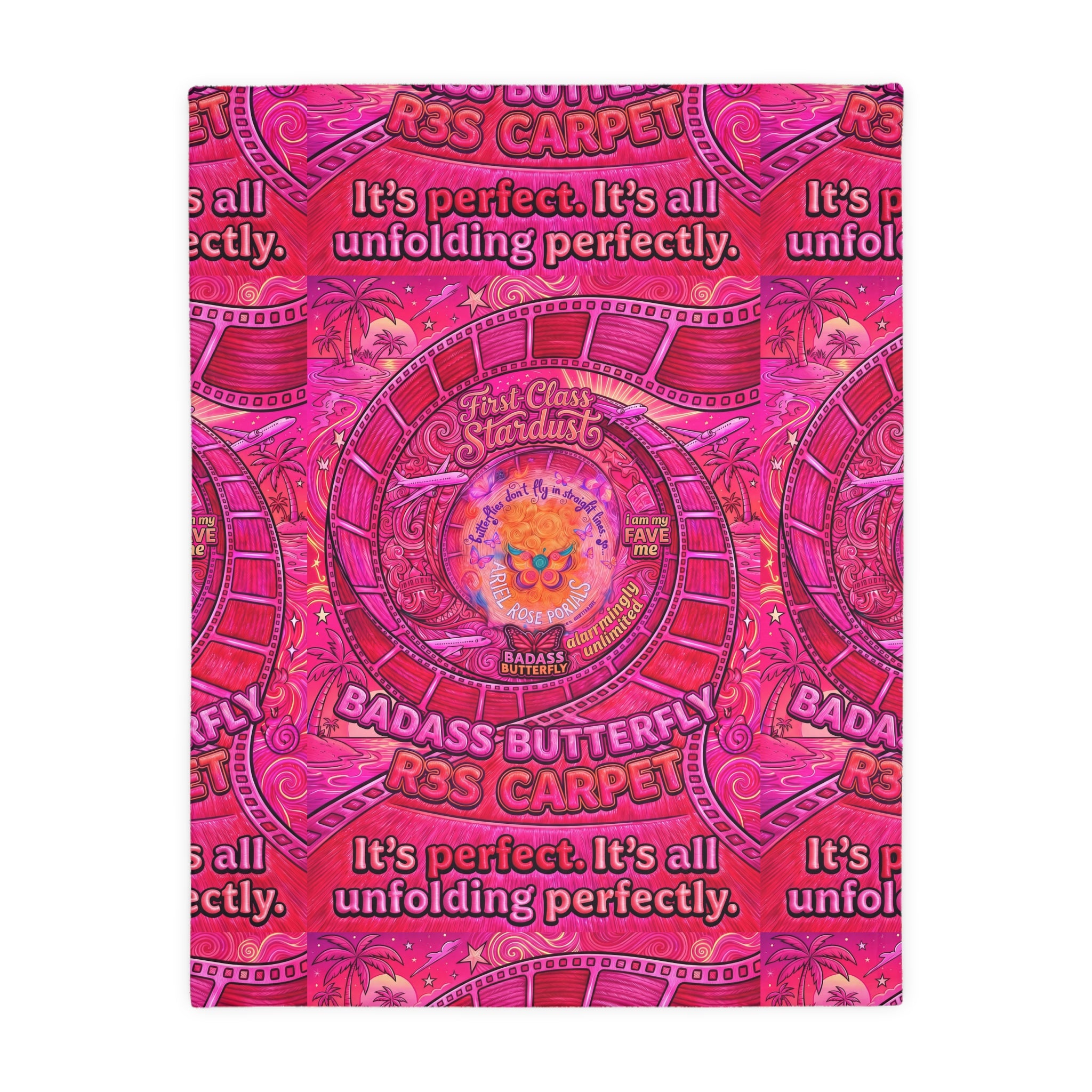 Badass Butterfly R3s-Carpet Pink Velveteen Blanket — "It's perfect. It's all unfolding perfectly."