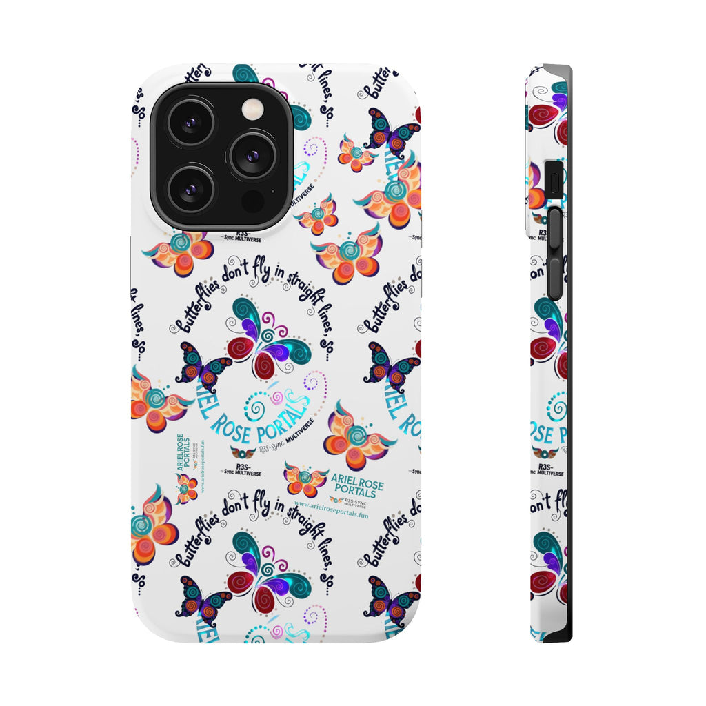 Butterfly Pattern Magnetic Phone Case — "How Butterflies Fly" Ariel Rose Portals Design