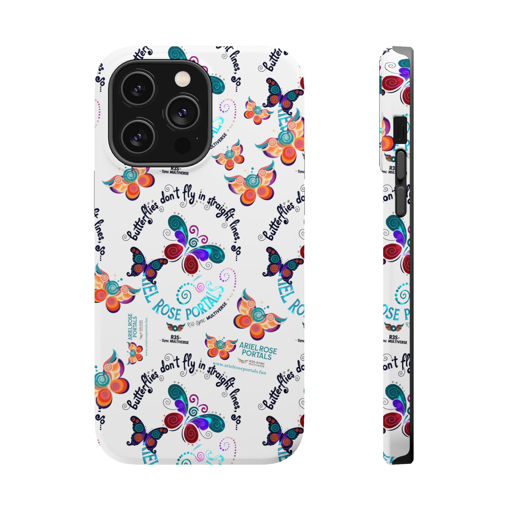 Butterfly Pattern Magnetic Phone Case — "How Butterflies Fly" Ariel Rose Portals Design