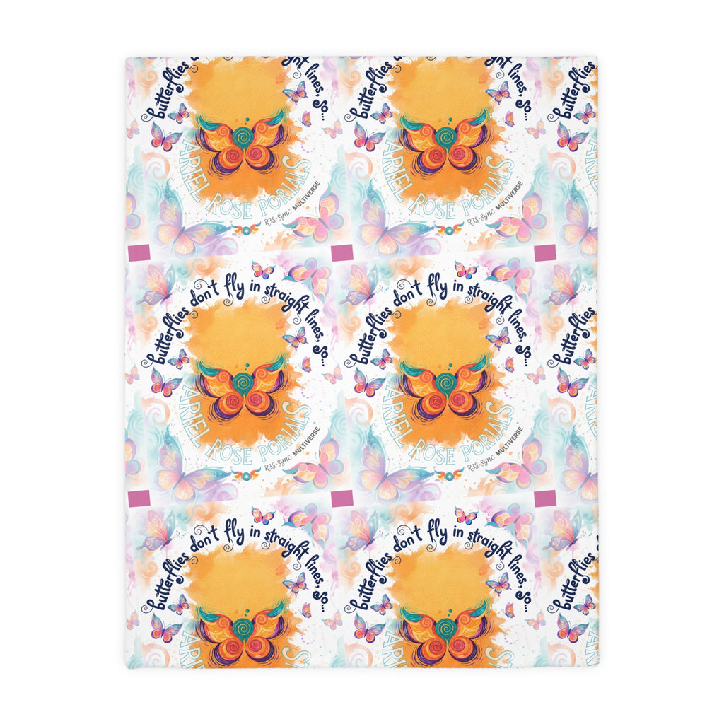 Velveteen Microfiber 2-Sided Vibrant Butterfly & Retro Throw