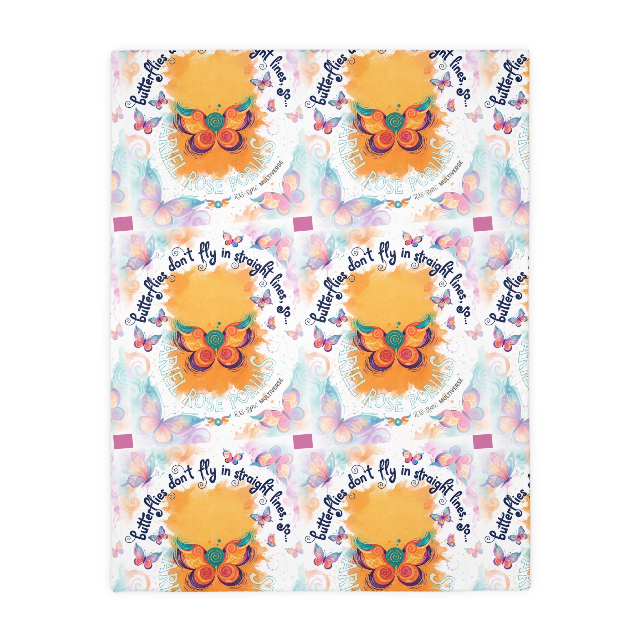 Velveteen Microfiber 2-Sided Vibrant Butterfly & Retro Throw