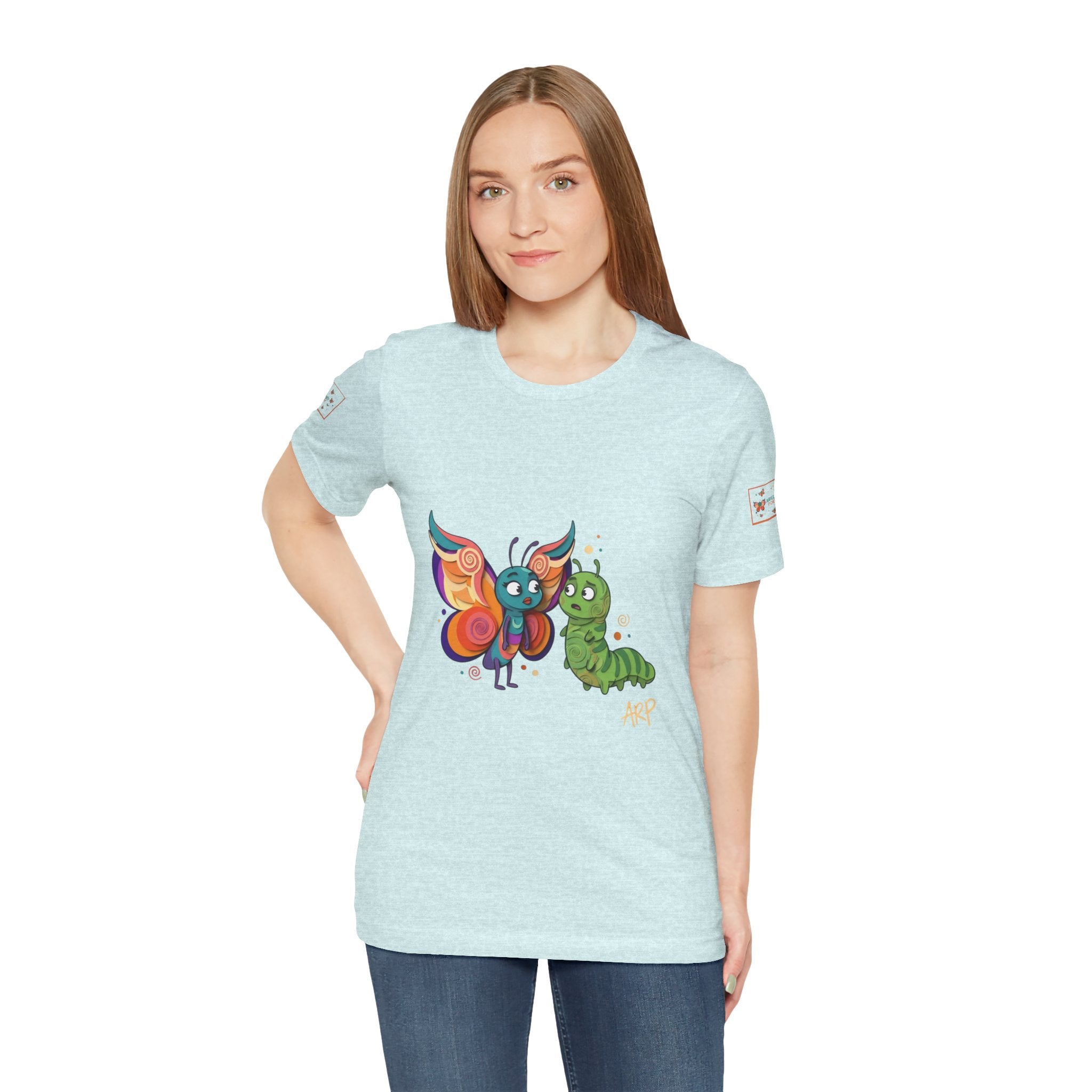 Allarmante T-Shirt Unlimited Tee Flip Variant — Maglietta Grafica Stravagante Farfalla e Bruco