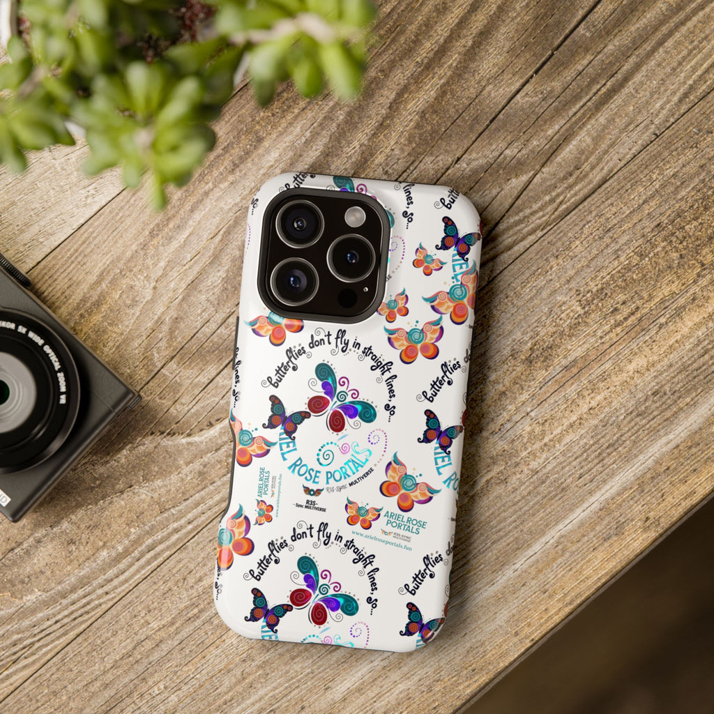 Butterfly Pattern Magnetic Phone Case — "How Butterflies Fly" Ariel Rose Portals Design