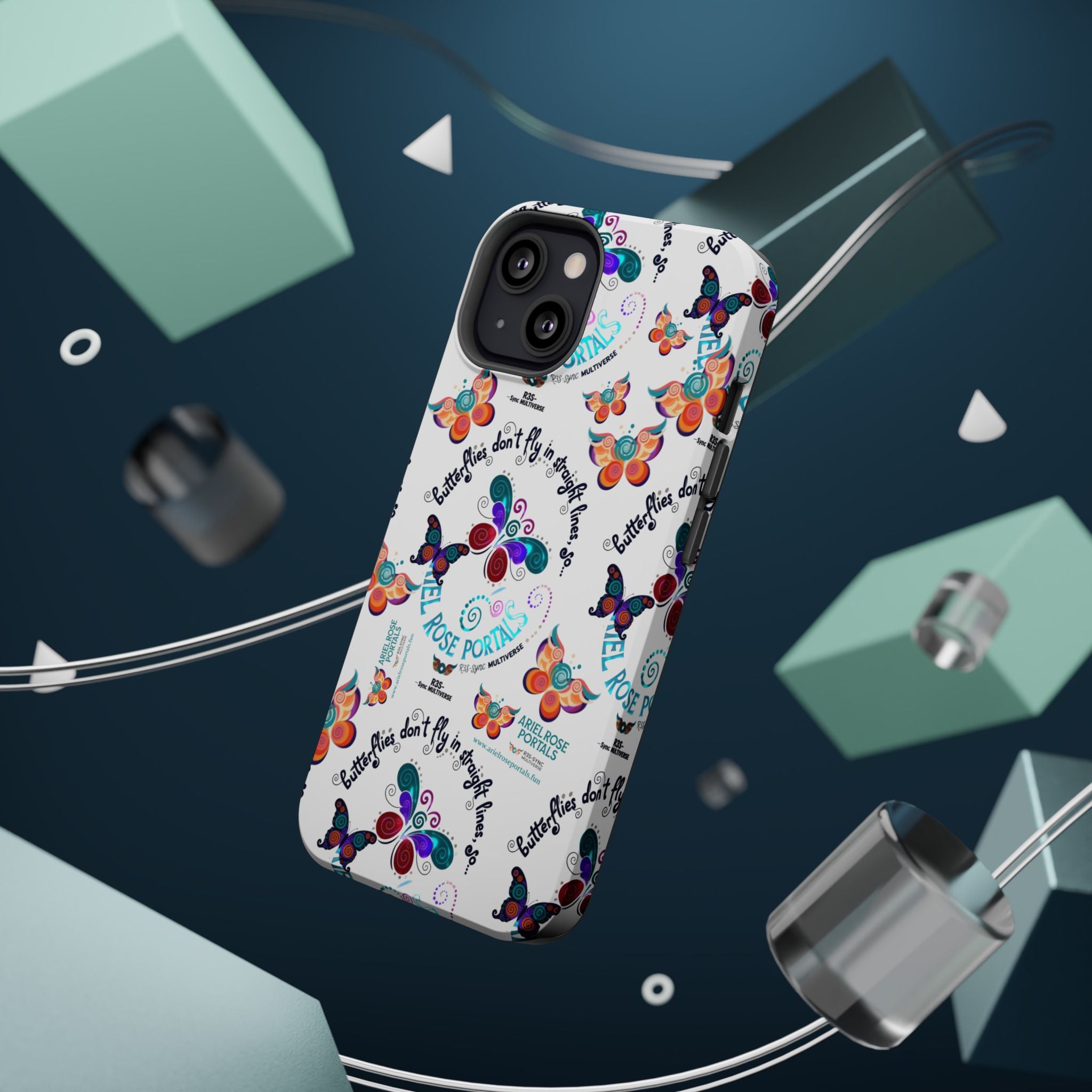 Butterfly Pattern Magnetic Phone Case — "How Butterflies Fly" Ariel Rose Portals Design