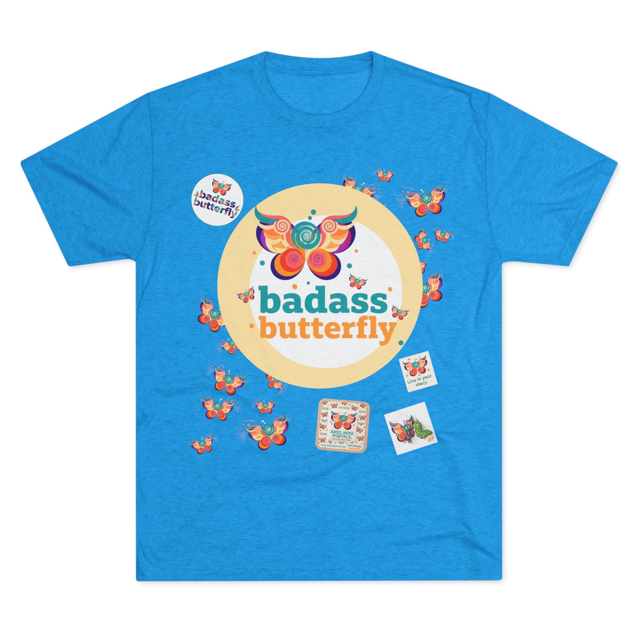 T-shirt "Badass Butterfly Vintage TriBlend Sticker" — Maglietta colorata con grafica "Empowerment"