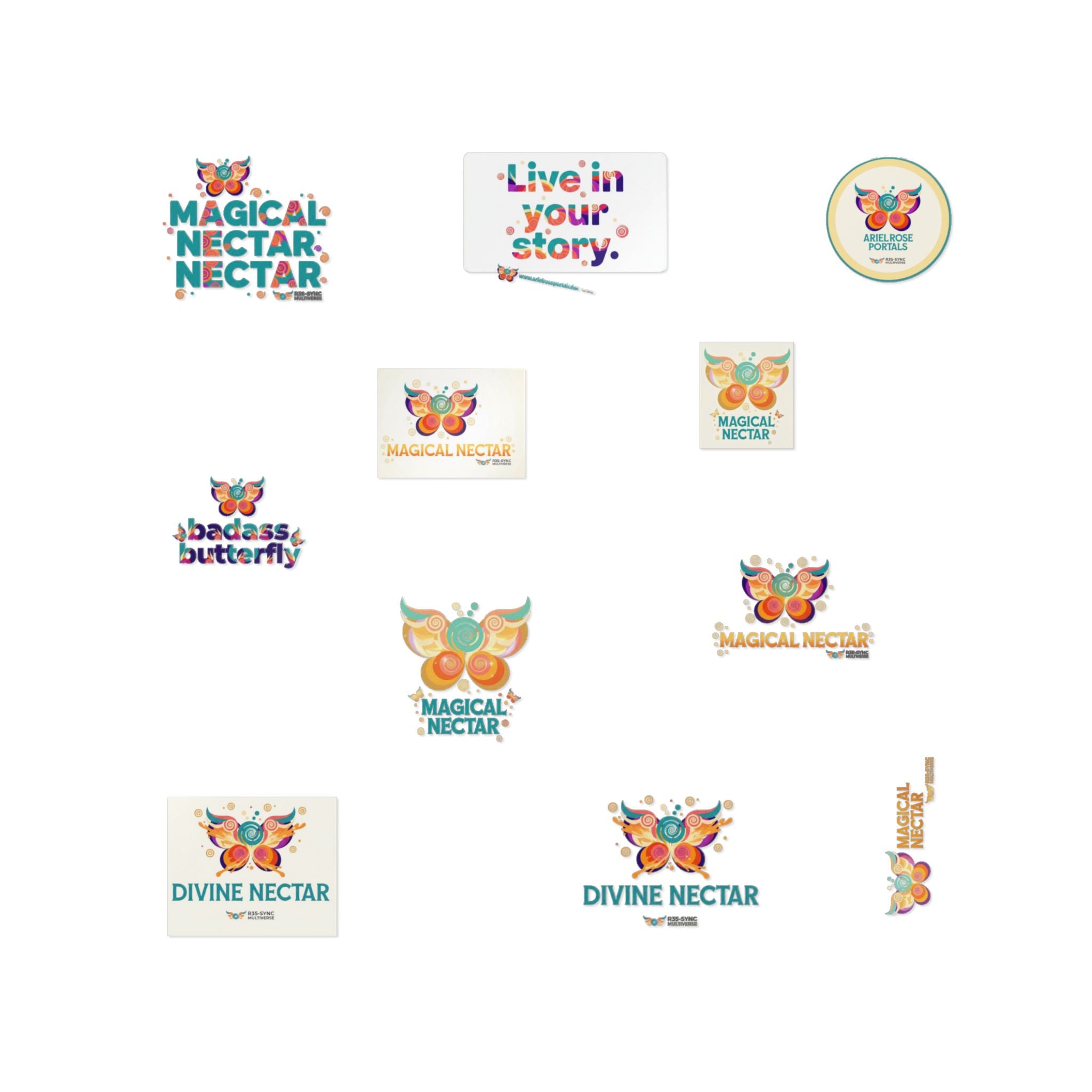 Divine Nectar Butterfly Sticker Pack — Adesivi permanenti fustellati DTF decorativi impermeabili per esterni (Live in Your Story)