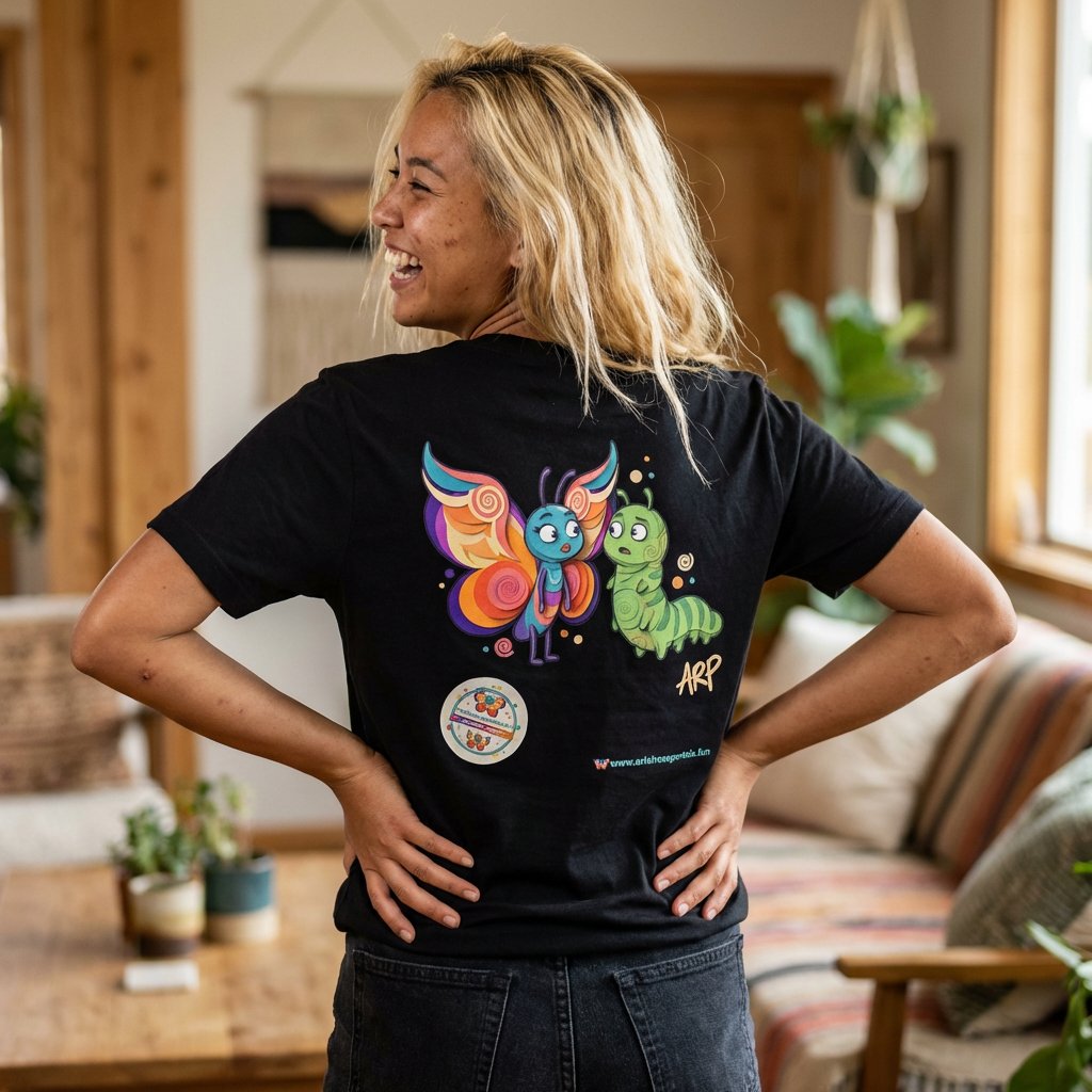 T-shirt vintage Flutter Triblend con grafica farfalla e bruco - Maglietta con illustrazione di insetti carini