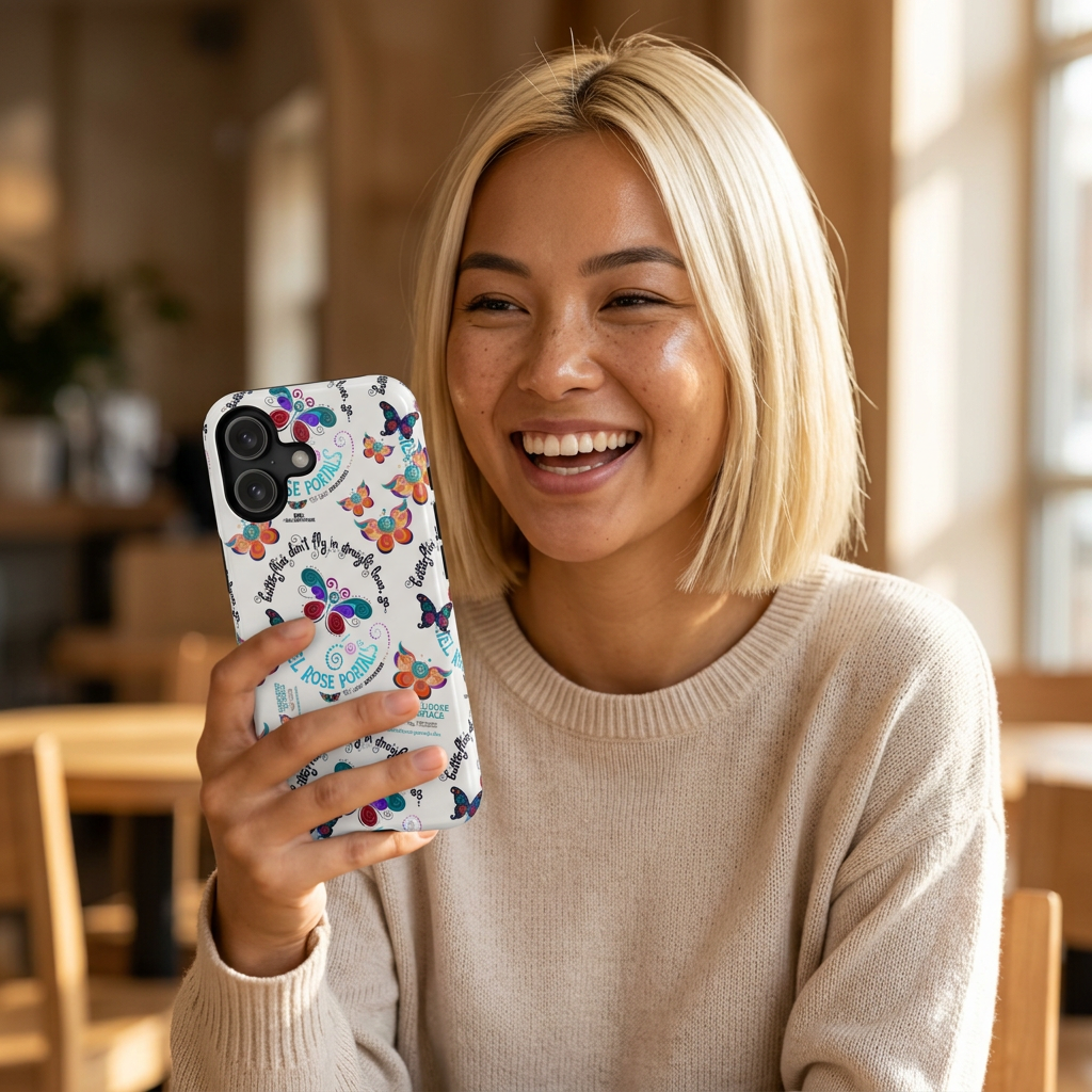 Butterfly Pattern Magnetic Phone Case — "How Butterflies Fly" Ariel Rose Portals Design