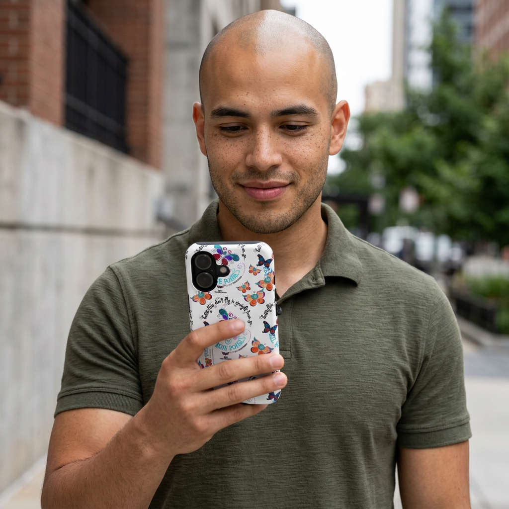 Butterfly Pattern Magnetic Phone Case — "How Butterflies Fly" Ariel Rose Portals Design