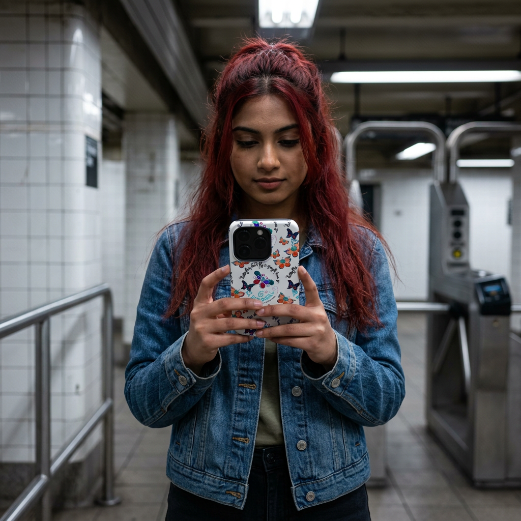 Butterfly Pattern Magnetic Phone Case — "How Butterflies Fly" Ariel Rose Portals Design