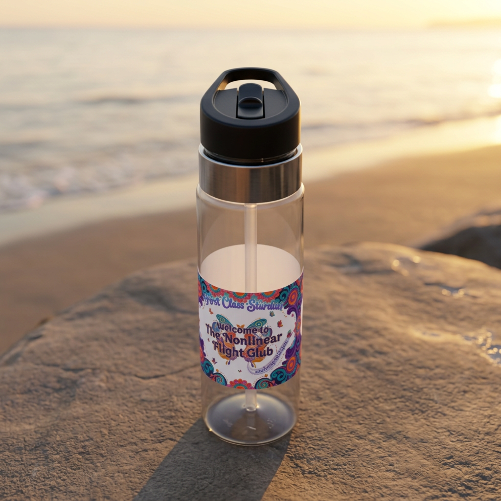 20oz Tritan Sport Bottle — 'Welcome to The Nonlinear Flight Club' Colorful Retro Variant