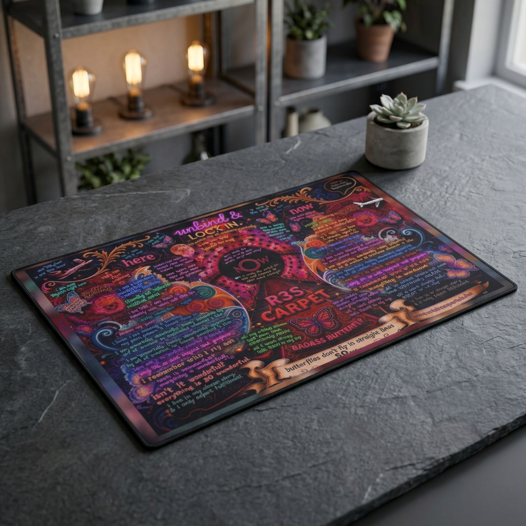 Heavy-Duty Floor Mat — Colorful Inspirational Butterfly Quote Rug