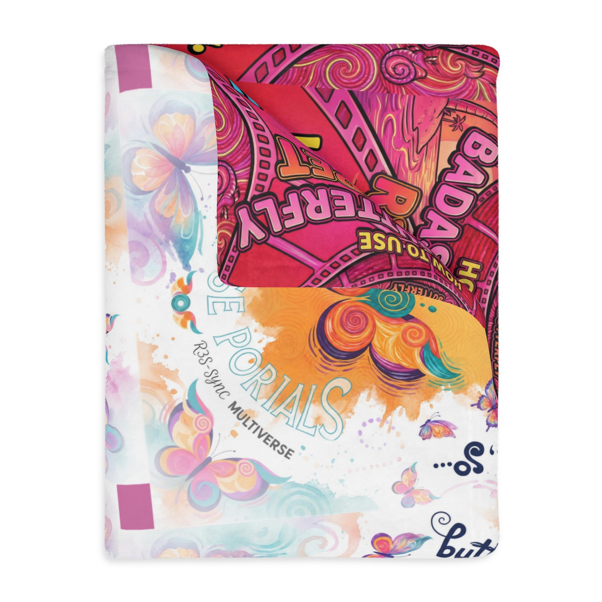 Velveteen Microfiber 2-Sided Vibrant Butterfly & Retro Throw