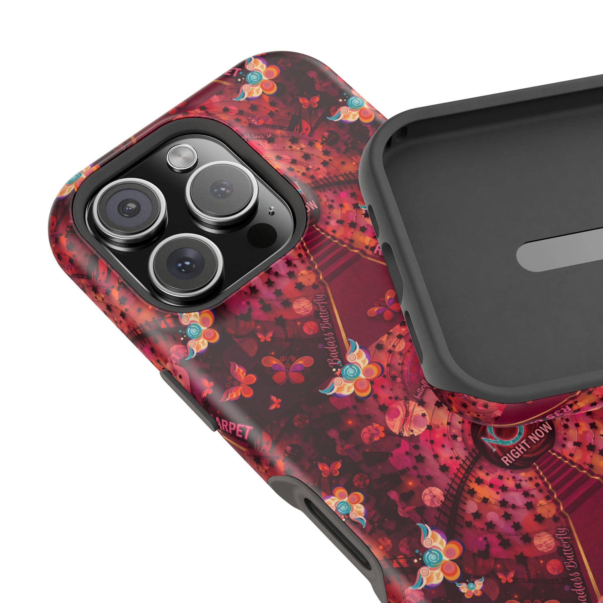 R3S-Carpet Worthy Magnetic Impact-Resistant Phone Case – Butterfly Kaleidoscope Now First-Class Stardust Collection