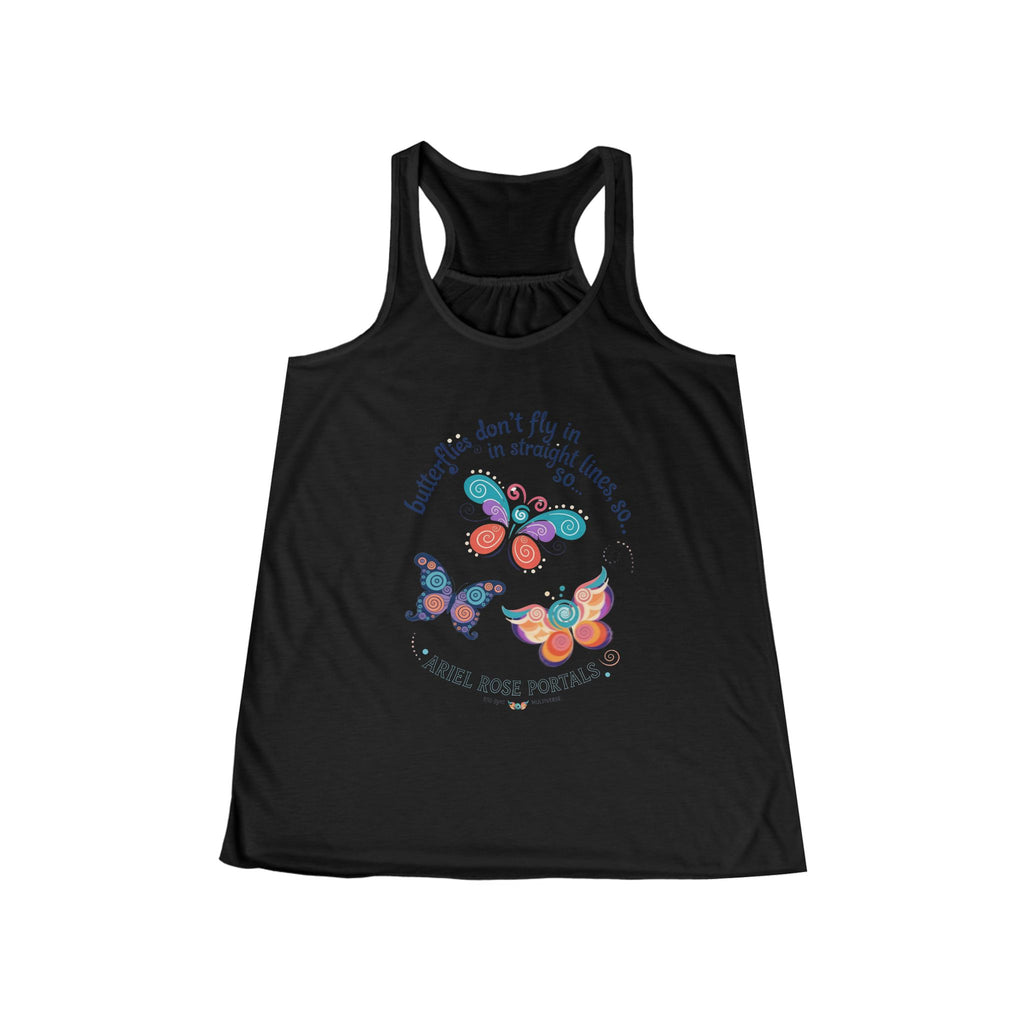 Butterfly Flight Paths Racerback Tank — "Butterflies don't fly in straight lines" Womens Flowy Tank