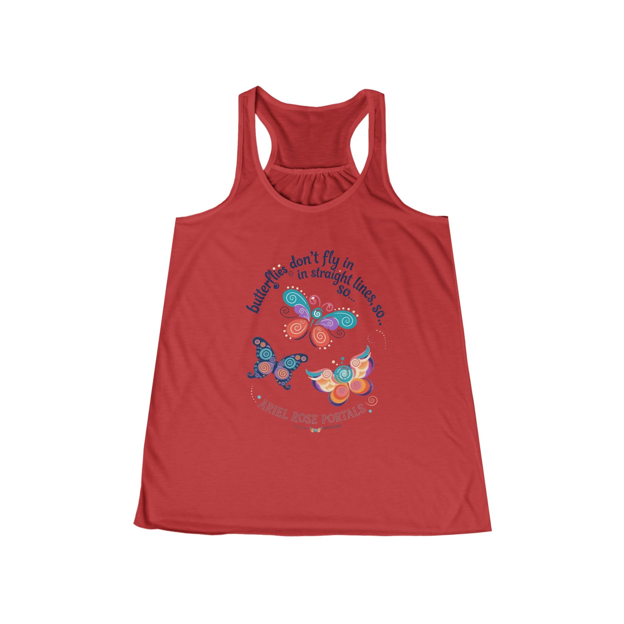 Butterfly Flight Paths Racerback Tank — "Butterflies don't fly in straight lines" Womens Flowy Tank