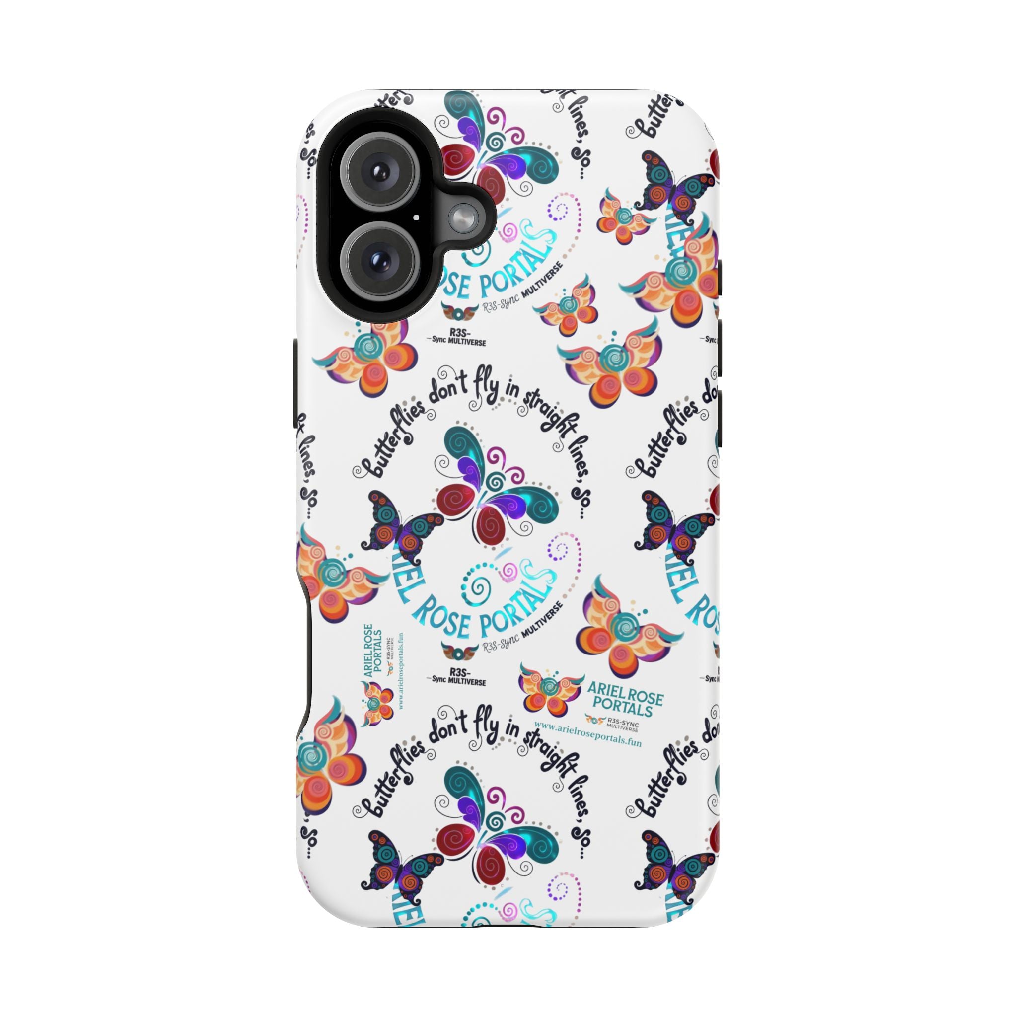 Butterfly Pattern Magnetic Phone Case — "How Butterflies Fly" Ariel Rose Portals Design