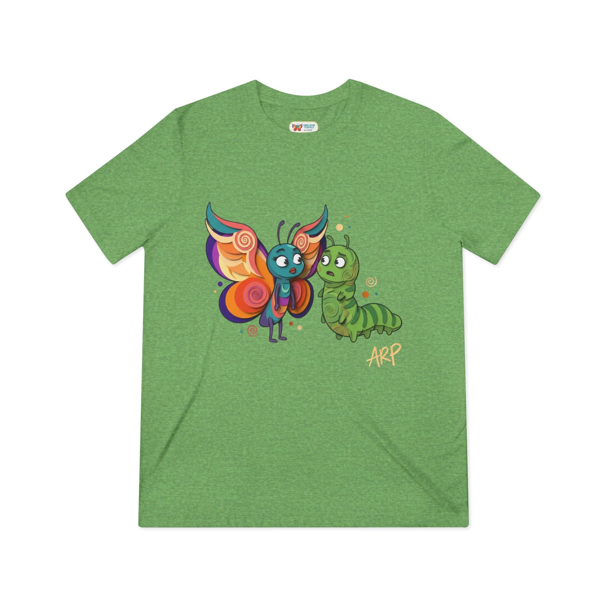 T-shirt Vintage Morbida TriBlend "Allarmantemente Illimitato Farfalla & Bruco" — Simpatica Maglietta Grafica Trasformazione