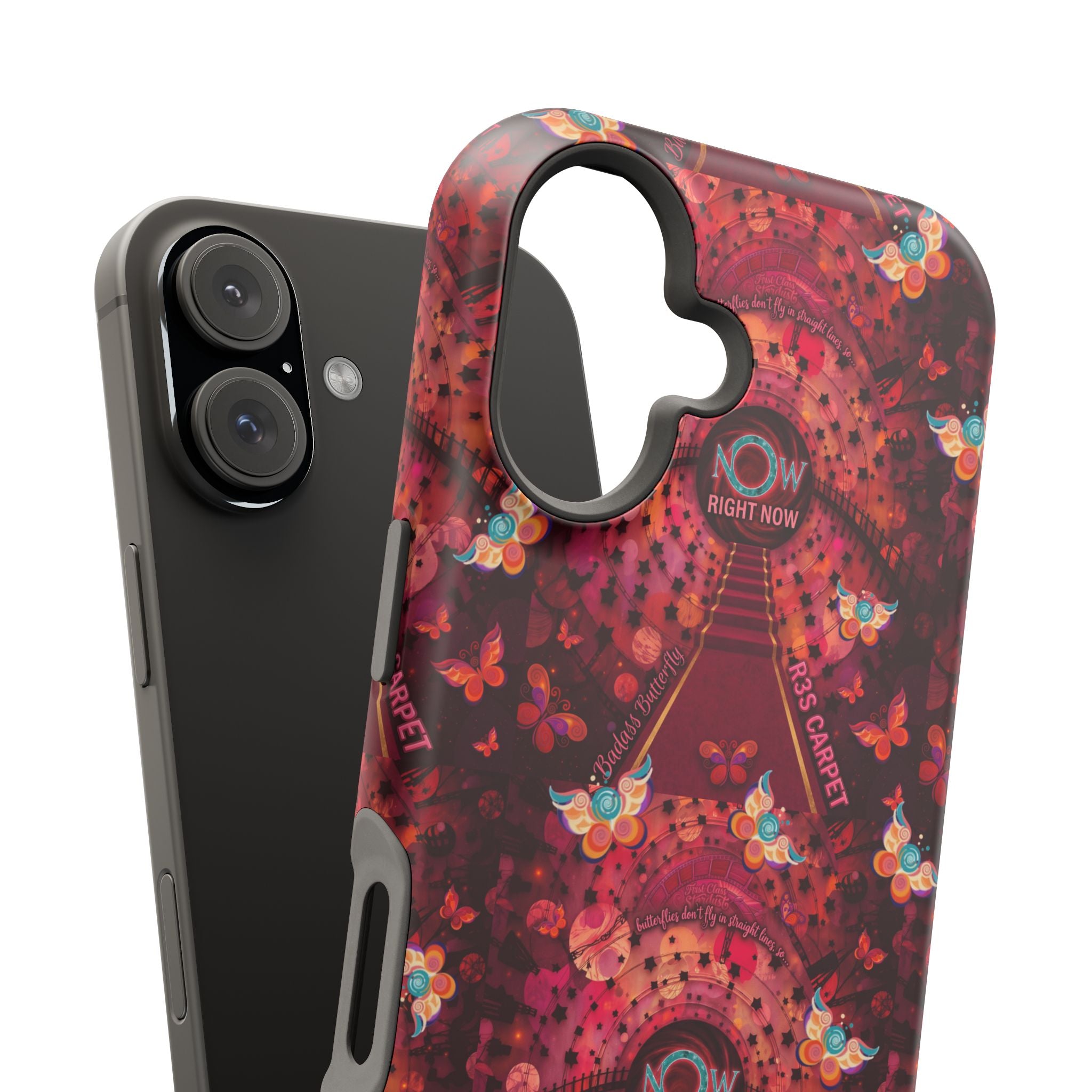 R3S-Carpet Worthy Magnetic Impact-Resistant Phone Case – Butterfly Kaleidoscope Now First-Class Stardust Collection