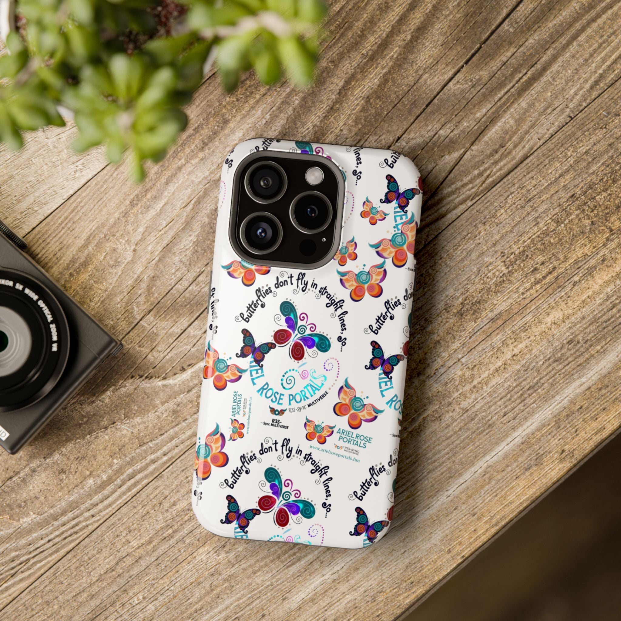 Butterfly Pattern Magnetic Phone Case — "How Butterflies Fly" Ariel Rose Portals Design