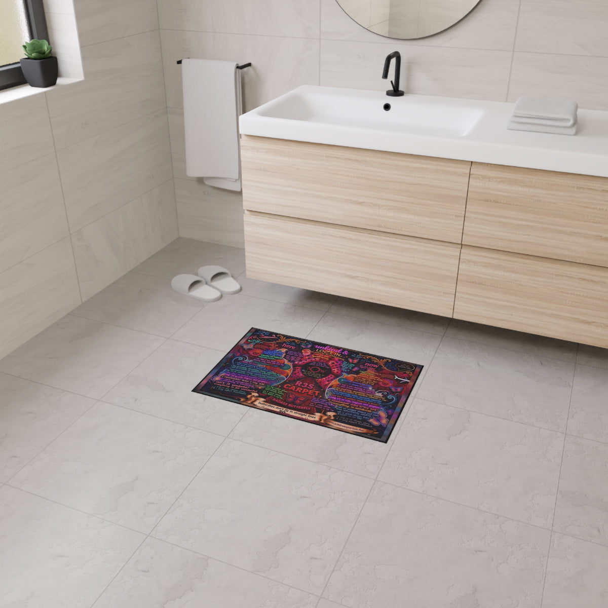 Heavy-Duty Floor Mat — Colorful Inspirational Butterfly Quote Rug