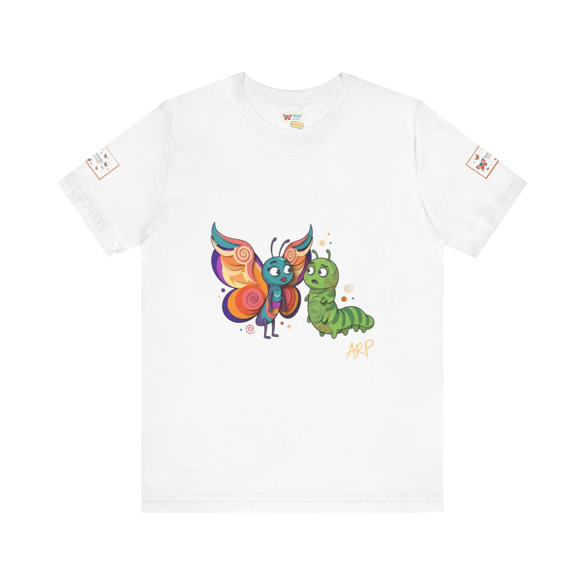 Allarmante T-Shirt Unlimited Tee Flip Variant — Maglietta Grafica Stravagante Farfalla e Bruco