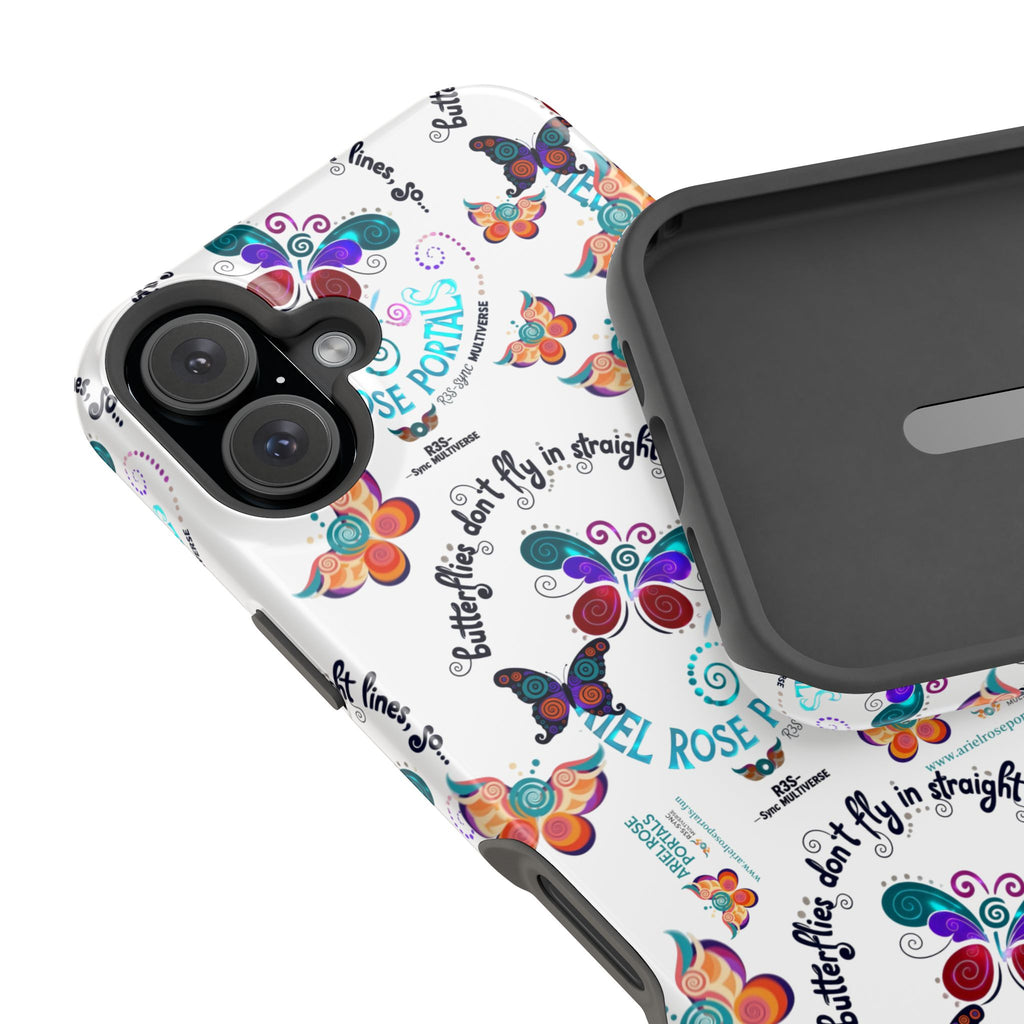 Butterfly Pattern Magnetic Phone Case — "How Butterflies Fly" Ariel Rose Portals Design
