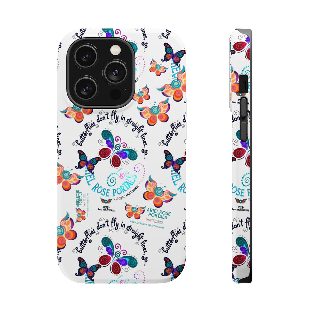 Butterfly Pattern Magnetic Phone Case — "How Butterflies Fly" Ariel Rose Portals Design