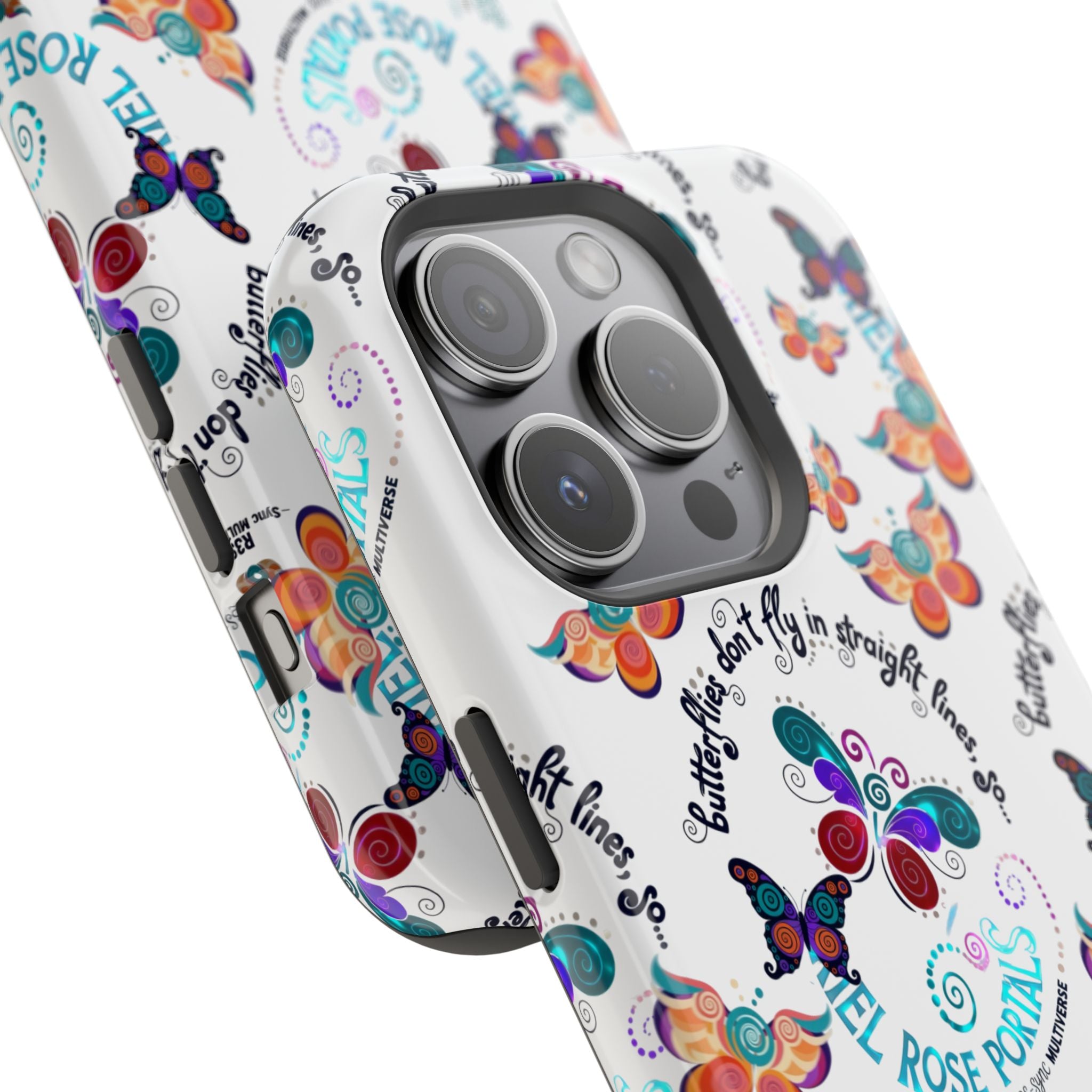 Butterfly Pattern Magnetic Phone Case — "How Butterflies Fly" Ariel Rose Portals Design