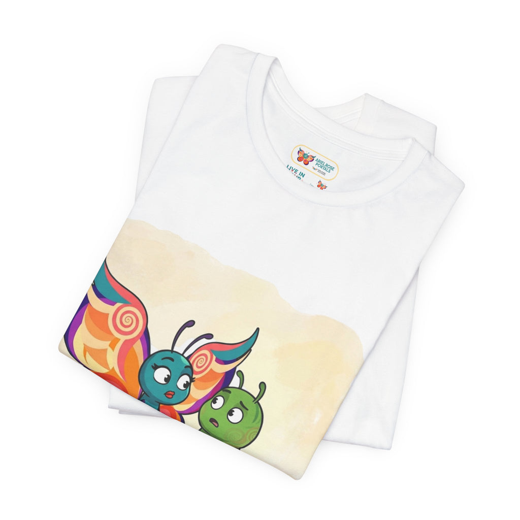 Alarmingly Unlimited Butterfly Tee — Playful Caterpillar & Butterfly Cartoon T-Shirt