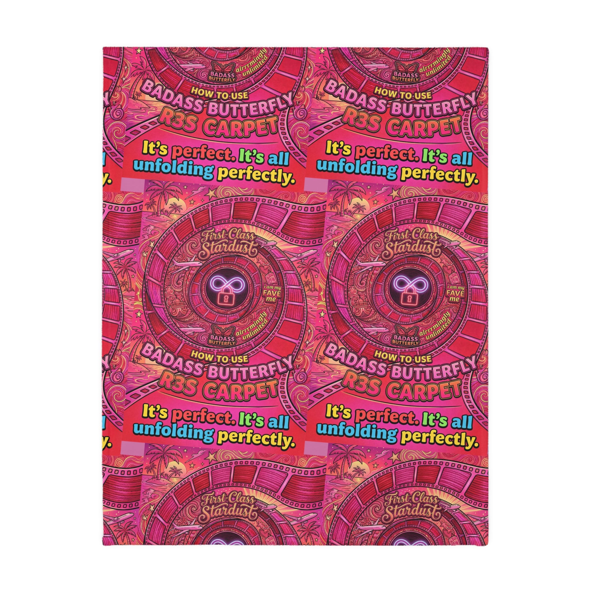 Velveteen Microfiber 2-Sided Vibrant Butterfly & Retro Throw