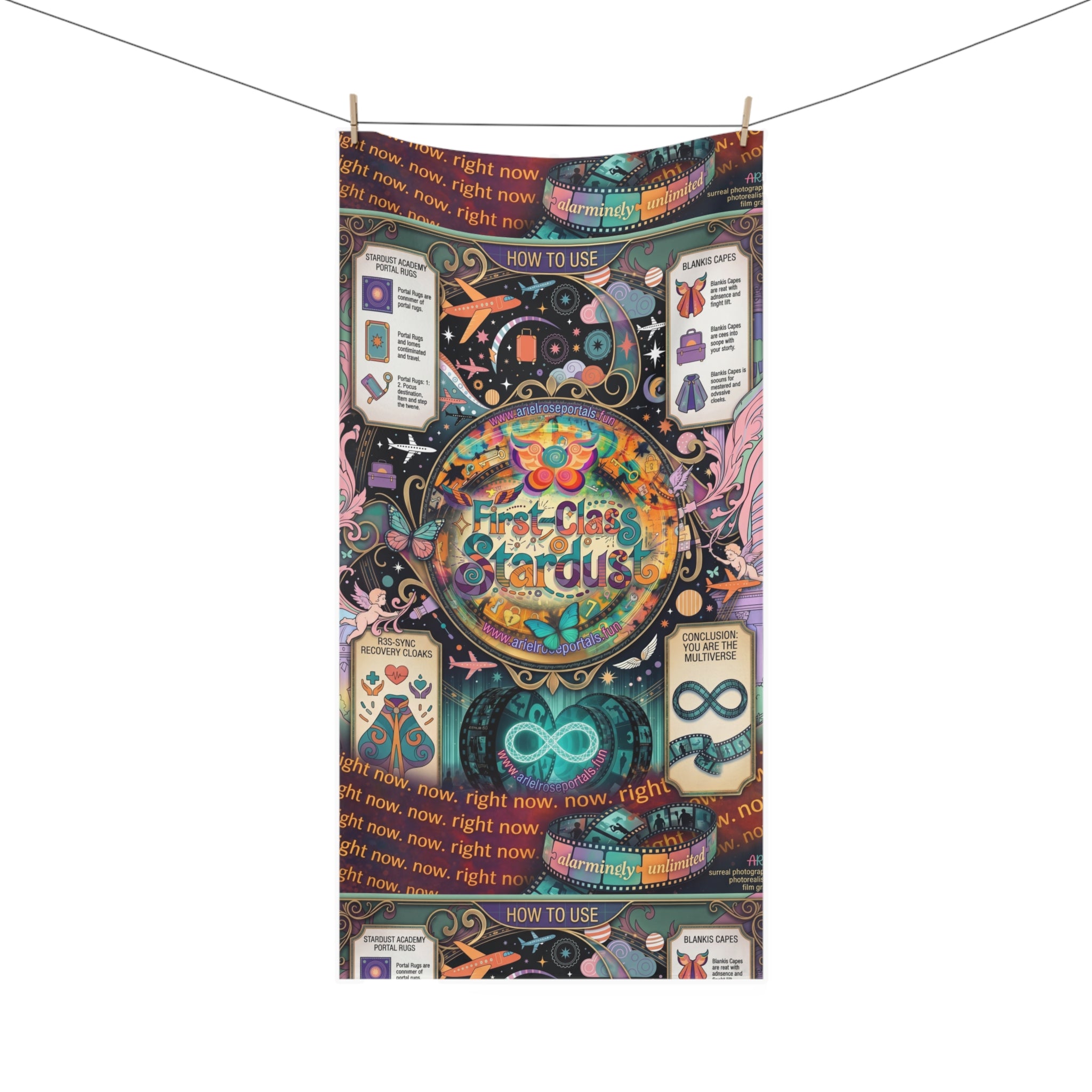 Right Now First-Class Stardust Beach Towel — Colorful 'First Class Stardust' Graphics
