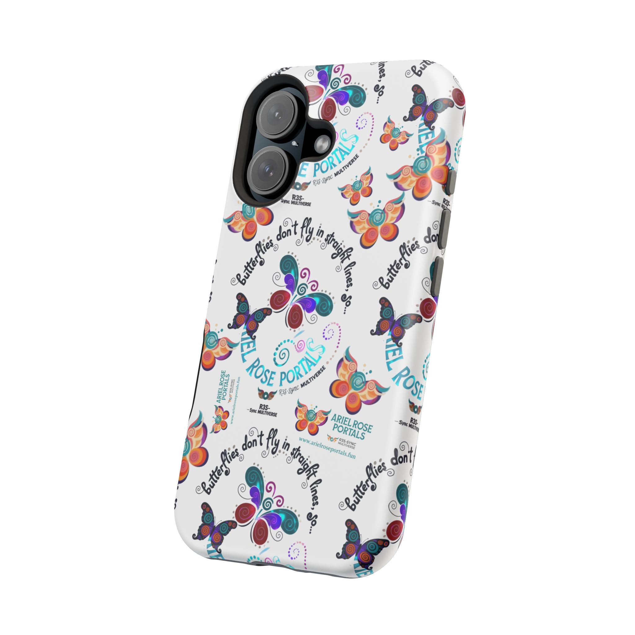 Butterfly Pattern Magnetic Phone Case — "How Butterflies Fly" Ariel Rose Portals Design