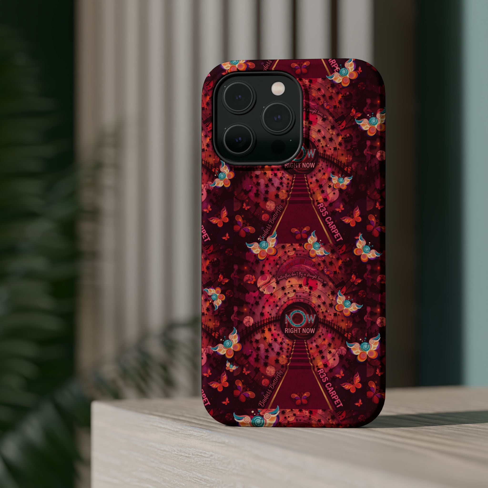 R3S-Carpet Worthy Magnetic Impact-Resistant Phone Case – Butterfly Kaleidoscope Now First-Class Stardust Collection
