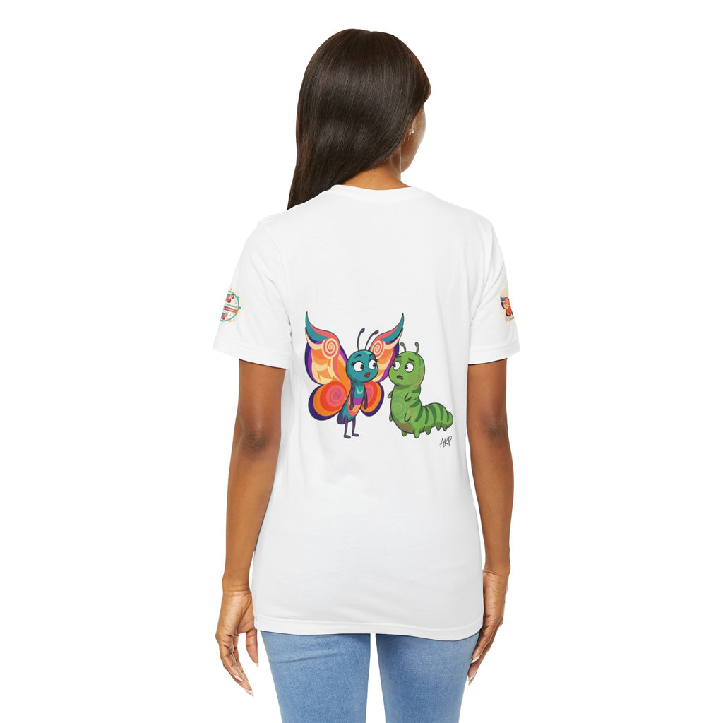 Butterfly & Caterpillar Tee — "alarmingly unlimited" Colorful Graphic T-Shirt
