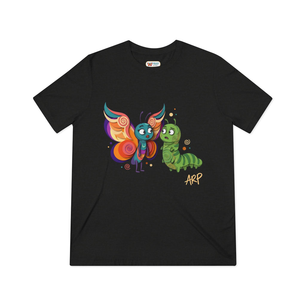 T-shirt Vintage Morbida TriBlend "Allarmantemente Illimitato Farfalla & Bruco" — Simpatica Maglietta Grafica Trasformazione