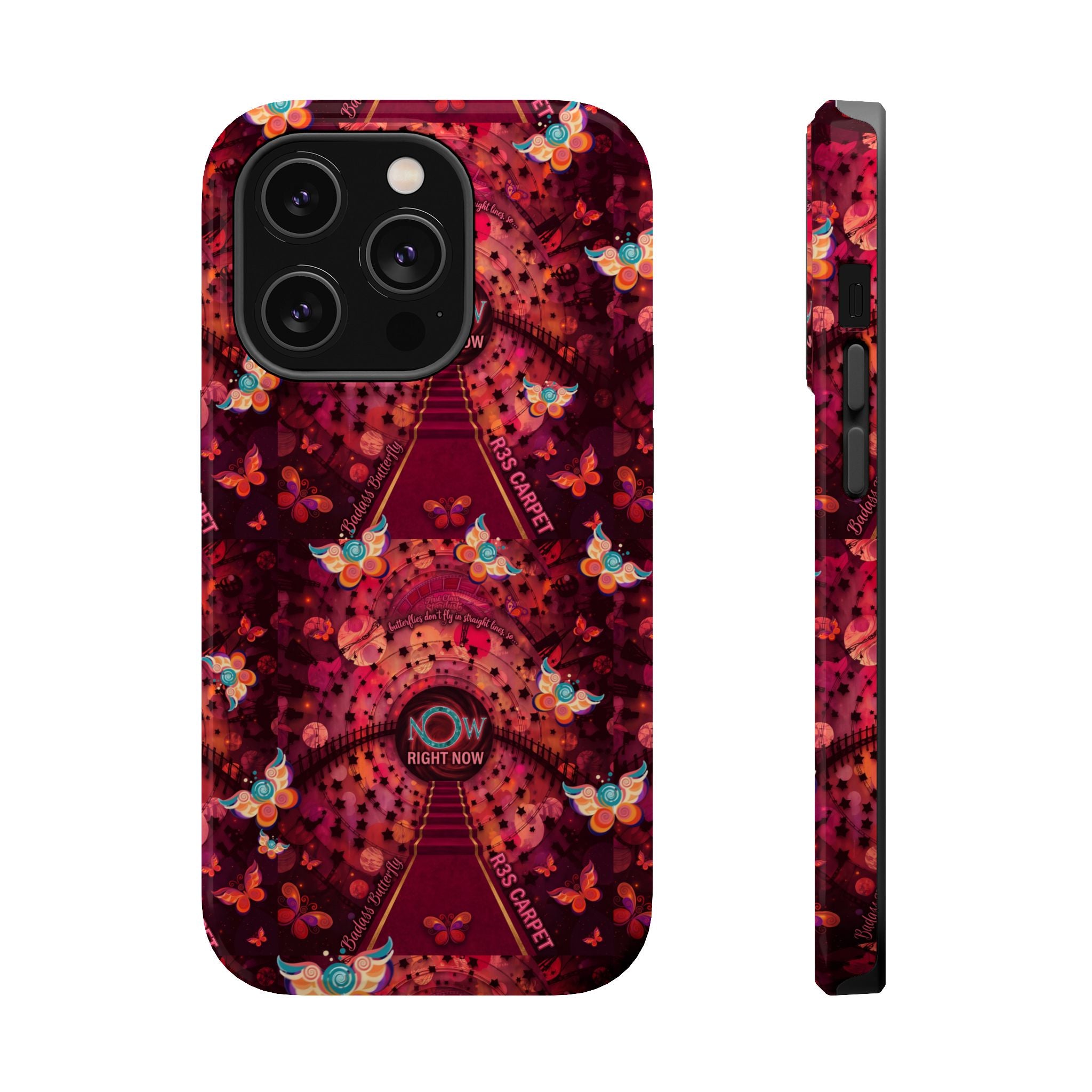 R3S-Carpet Worthy Magnetic Impact-Resistant Phone Case – Butterfly Kaleidoscope Now First-Class Stardust Collection