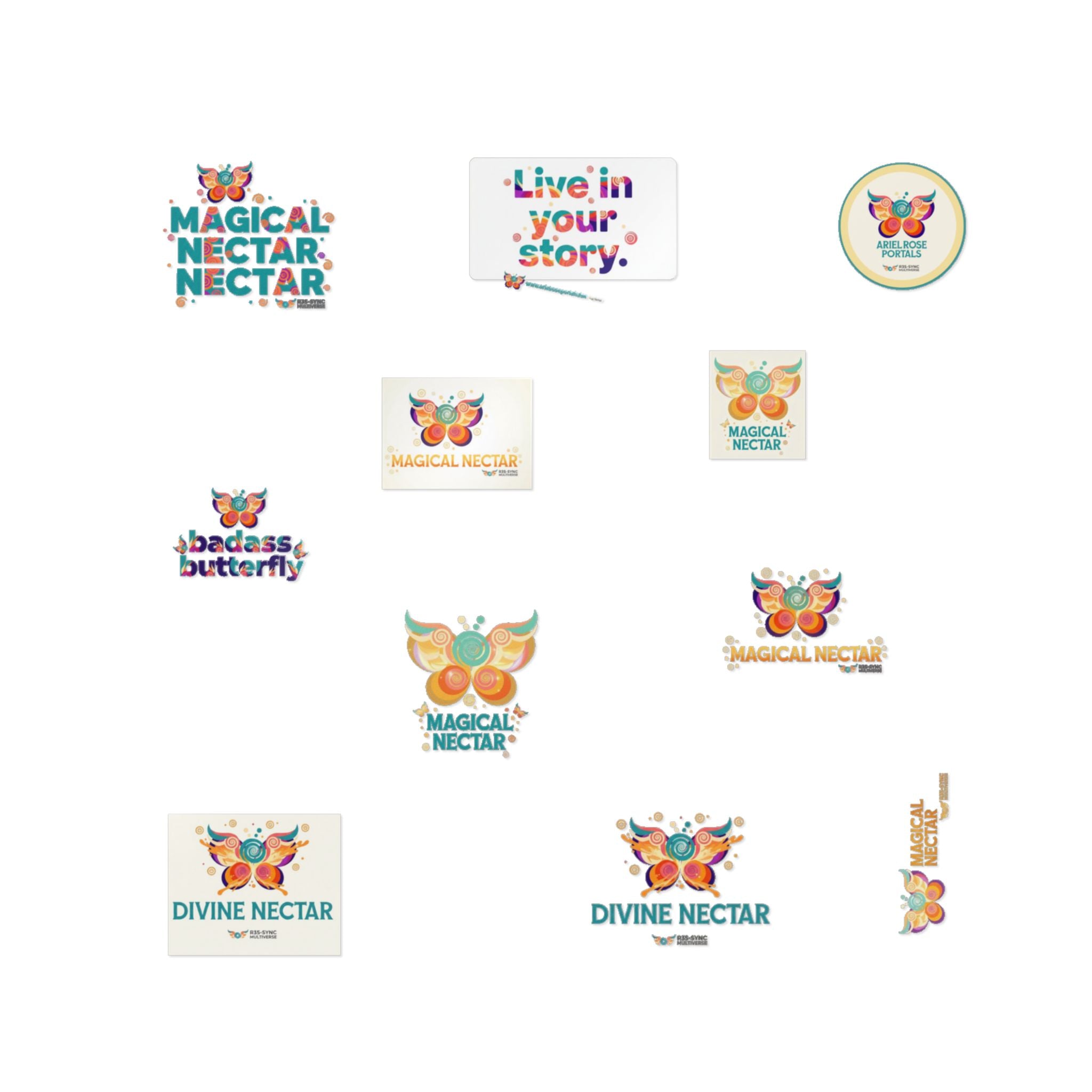Divine Nectar Butterfly Sticker Pack — Adesivi permanenti fustellati DTF decorativi impermeabili per esterni (Live in Your Story)