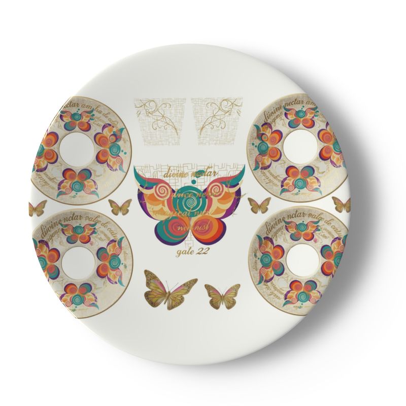 Gate 22 Divine Nectar Butterfly Bone China Plates