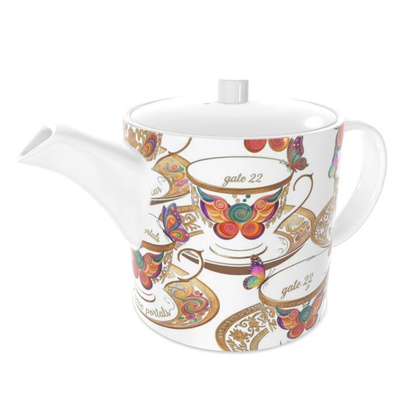 Gate 22 Divine Nectar Butterfly Bone China Teapot