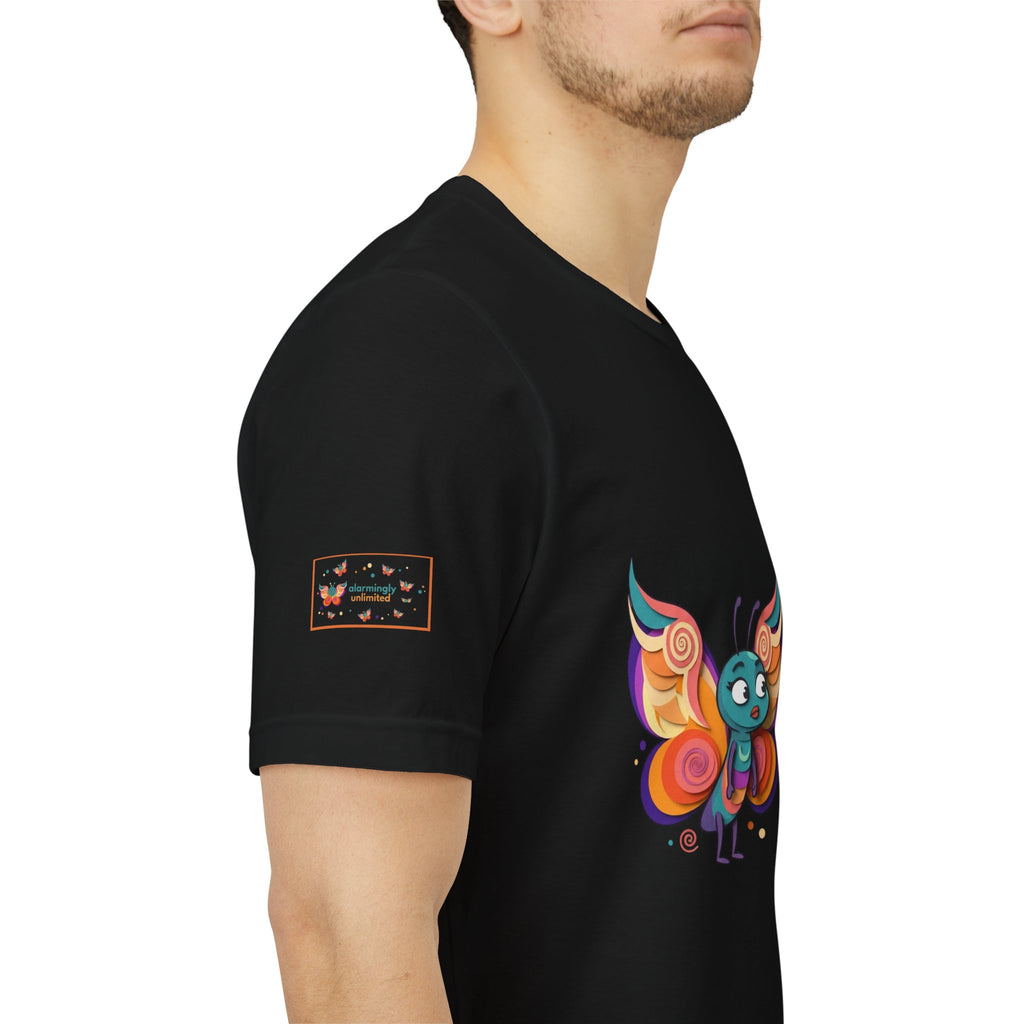 Allarmante T-Shirt Unlimited Tee Flip Variant — Maglietta Grafica Stravagante Farfalla e Bruco
