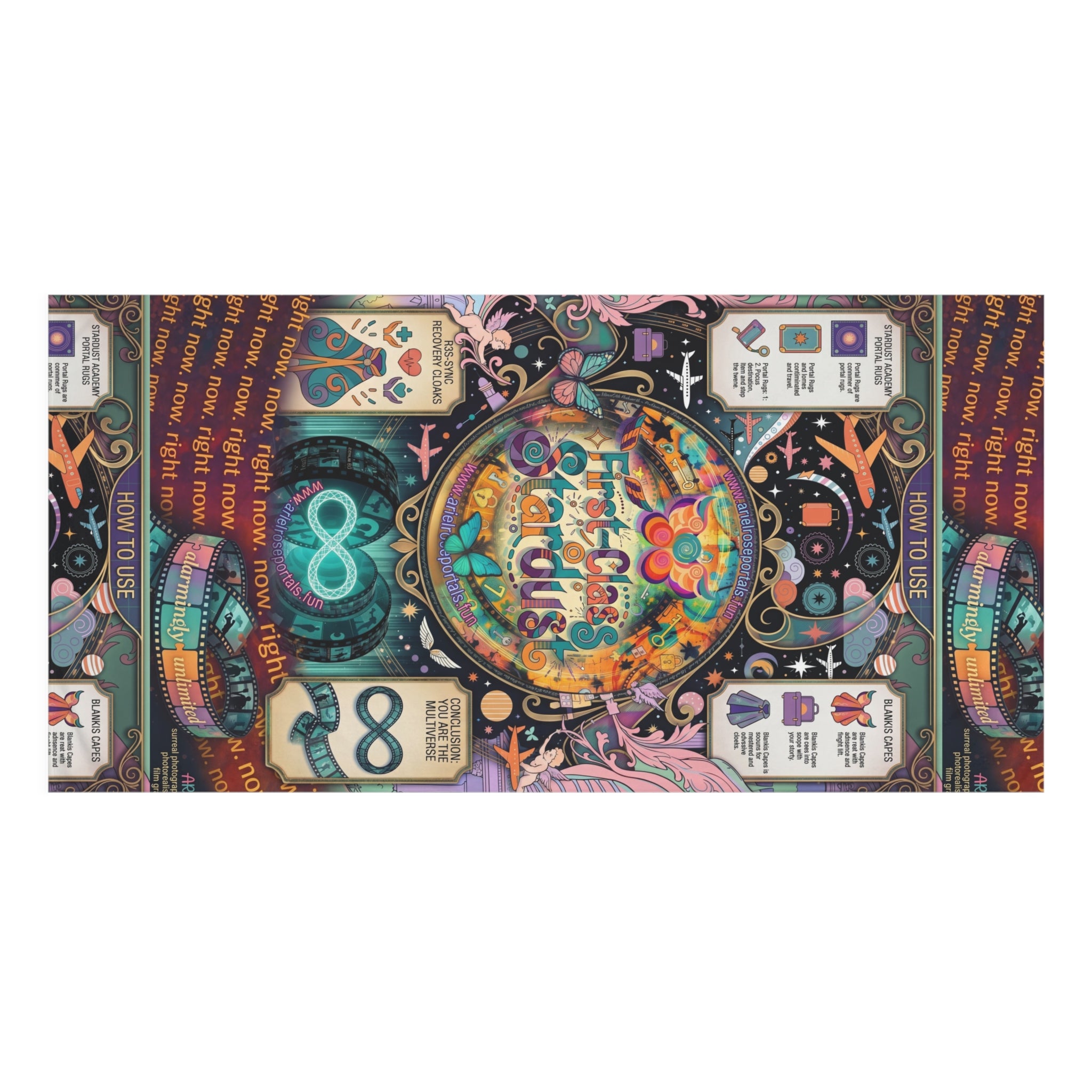 Right Now First-Class Stardust Beach Towel — Colorful 'First Class Stardust' Graphics