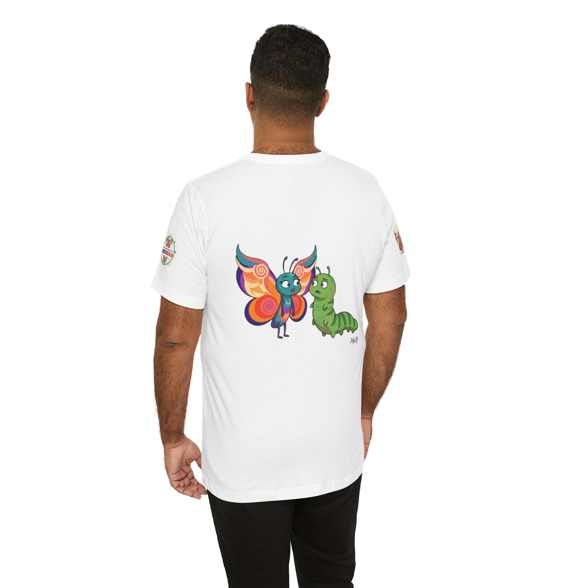 Butterfly & Caterpillar Tee — "alarmingly unlimited" Colorful Graphic T-Shirt